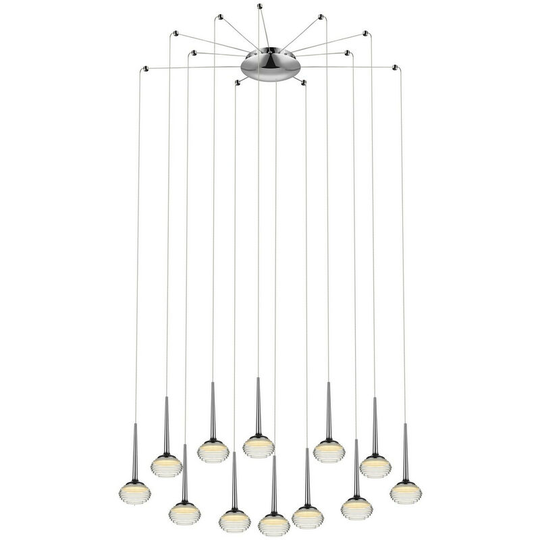 Spring Contemporary led Cluster Pendant Ceiling 12 Light Chrome, Glass 3000K