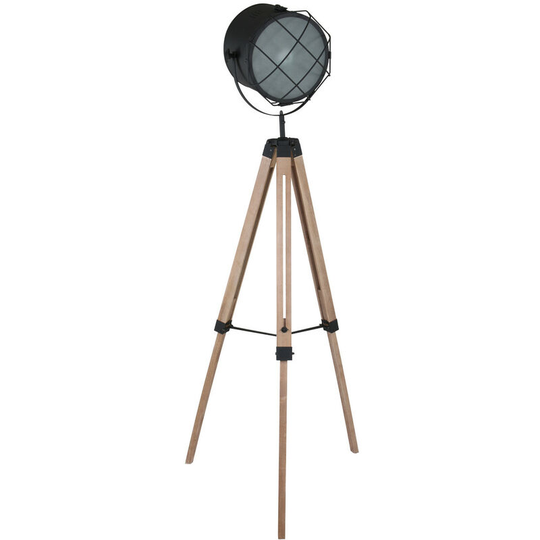 Sienna Dyce Tripod Floor Lamp Black Matt, Wood Clear, Glass Matt
