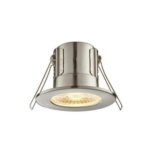 Saxby Shieldeco - Fire Rated Integrated led Bathroom Recessed Light Satin Nickel Plate, Acrylic IP65