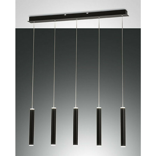 Fabas Luce Prado led Straight Bar Pendant Ceiling Light Black Glass