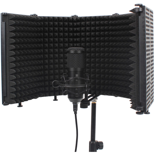 Microphone Isolation Shield 5-Panel Wind Screen for Recording Studio Foldable High-Density Absorbing Sponge