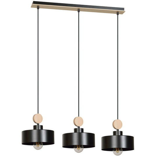 Emibig Lighting - Emibig Tuniso Black Bar Pendant Ceiling Light 3x E27