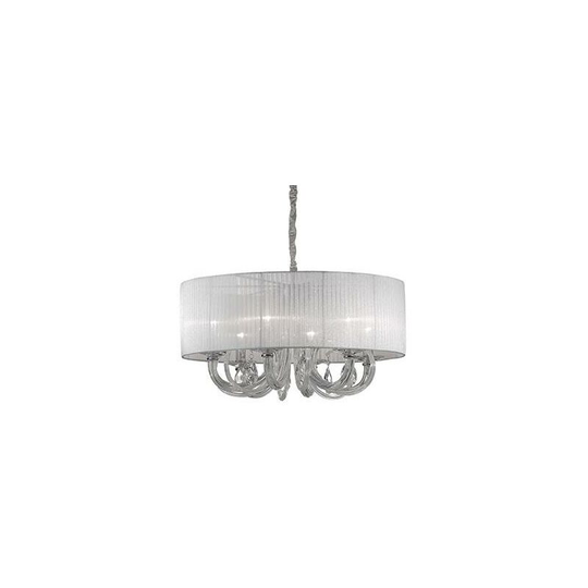 Ideal Lux Swan - 6 Light Multi Arm Ceiling Pendant Chrome, Glass Six, E14
