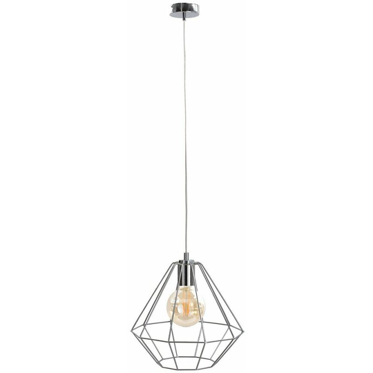 Keter Faro Wire Frame Pendant Ceiling Light Silver, 29cm, 1x E27