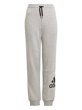 adidas Essentials Kids Boys Big Logo Jogging Bottoms - Light Grey, Light Grey, Size 3-4 Years