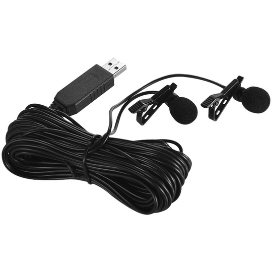 Andoer - 6m/20ft usb Dual-head Lavalier Lapel Microphone Clip-on Omnidirectional Computer Mic for Windows Mac Video Audio Recording,6m cable length