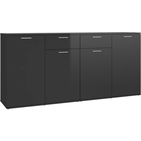 Sideboard High Gloss Black 160x36x75 cm Engineered Wood Vidaxl Black