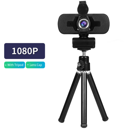 1080P Wide-angle Webcam Video Conference Camera usb Plug & Play with Lens Cap & Tripod for Laptop Desktop tv Box