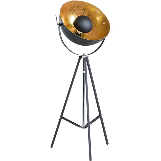 Industrial Vintage Tripod Floor Lamp Spotlight Studio Light Metal Black Thames ii - Black