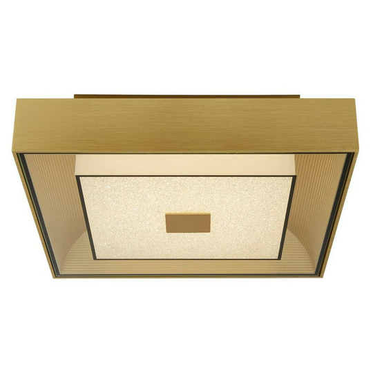 Searchlight Led Square Flush Light - Gold With Crystal Sand
