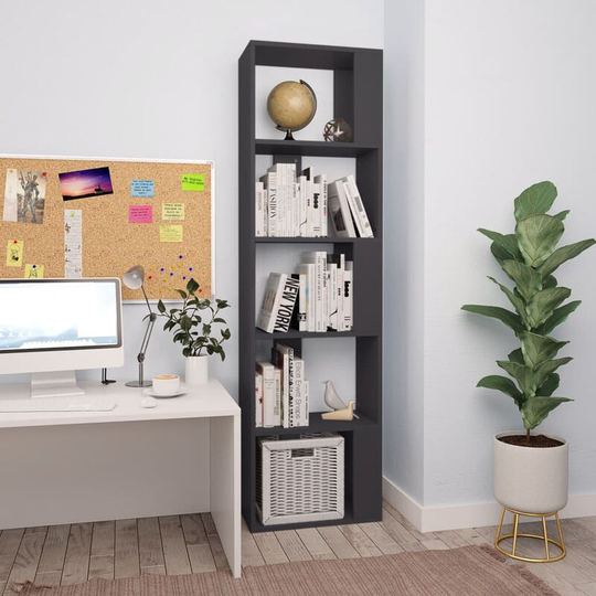 Devenirriche - Book Cabinet/Room Divider Grey 45x24x159 cm Chipboard - Grey