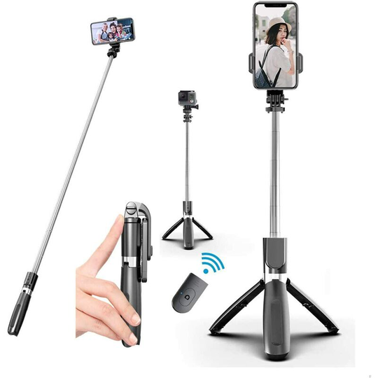 Briday - Wireless Selfie Stick Tripod,39.3 inch Extendable Travel Selfie Stick, Phone Tripod with Detachable Wireless Remote