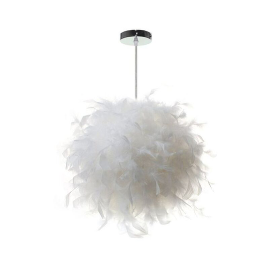 Aougo - 1 Feather Chandelier E27, Inner Diameter 20cm Personality Light Luxury Living Room Romantic Warm Light Bedroom Badminton Light White