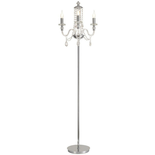 Luminosa Floor Lamp, 3 Light E14, Polished Chrome, Clear Glass, Crystal, (item requires construction, connection)