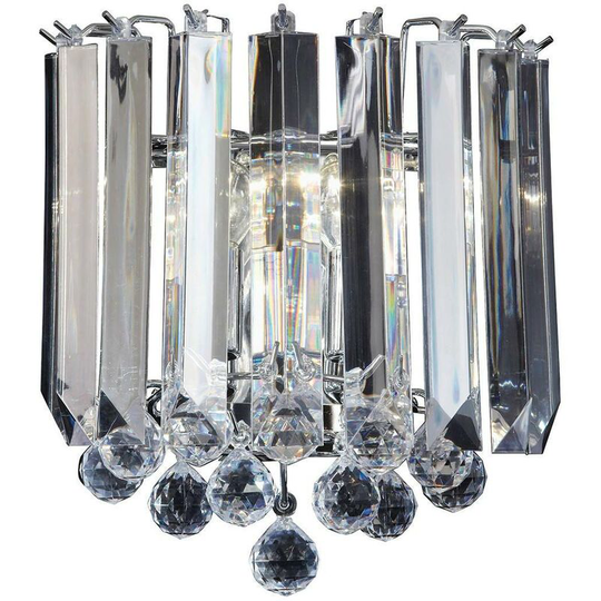Endon Fargo - 2 Light Indoor Wall Light Chrome, Clear Acrylic, E14
