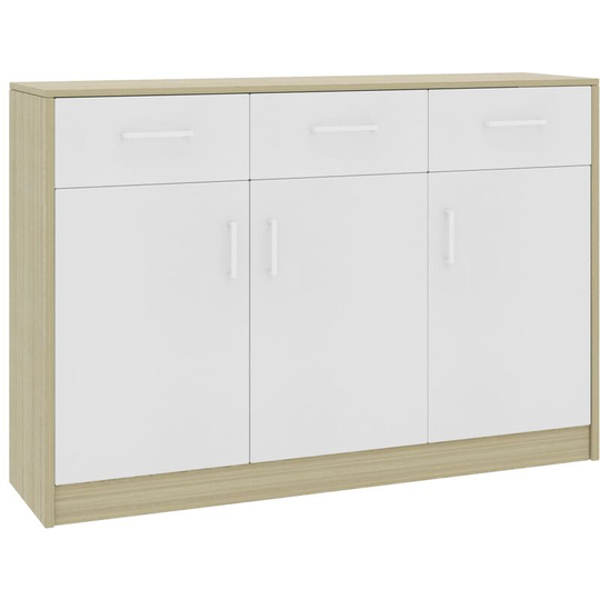 Sideboard White and Sonoma Oak 110x30x75 cm Engineered Wood Vidaxl Multicolour