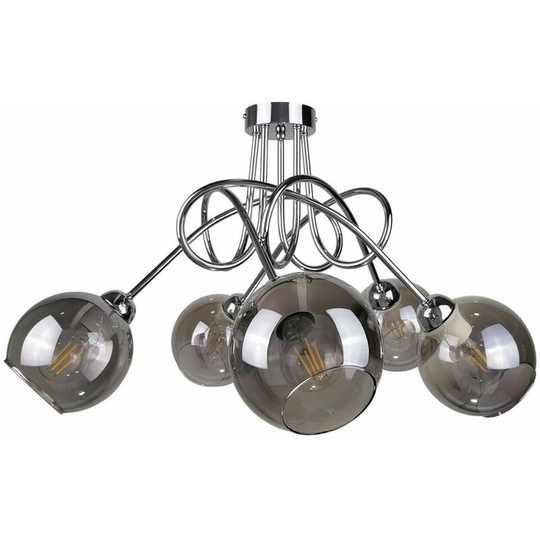 Keter Ring Multi Arm Semi Flush Ceiling Light Silver, 70cm, 5x E27