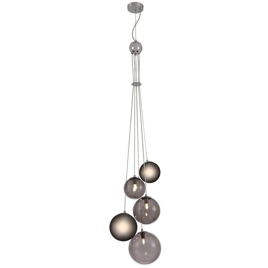 Luminosa Lighting - Ceiling Cluster Pendant, 5 x G9, Polished Chrome, Smoked Glass