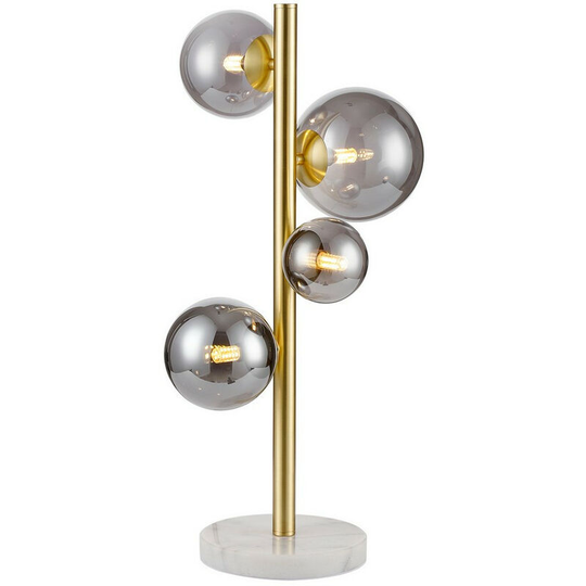 Luminosa Lighting - Luminosa Marshall Table Lamp, 4 Light G9, Satin Gold, Smoke Plated Glass