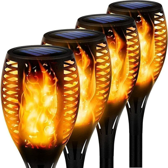 Aougo - Solar Light Outdoor Outdooded, Twinkling Flames Light Solar Garden Lights Solar Lightscape Lighting Dusk to Dawn Auto on/Off Security Light
