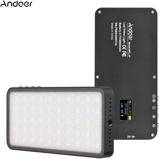 Andoer - rgb led Video Light Portable Light Panel 3000K-6500K Dimmable Brightness 30 Special Effects cri ≥95 for Portrait Video Recording Product