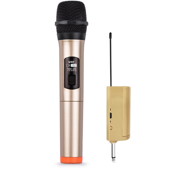 Handheld Wireless Microphone VHF Dynamic Mic with Portable Mini Receiver 6.35mm Plug Compatible with Speaker Karaoke System Home Theater System