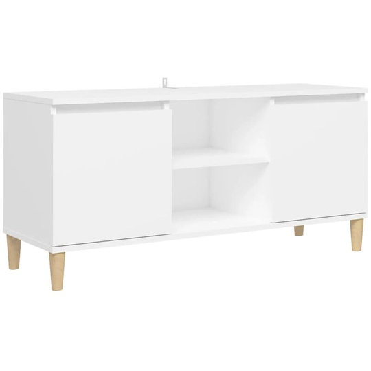 TV Cabinet with Solid Wood Legs White 103.5x35x50 cm vidaXL - White