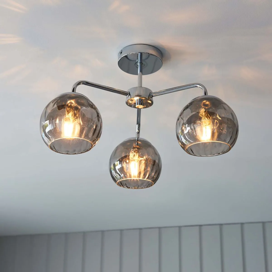 Ensora Lighting Dimple 3Lt Semi Flush Light Fitting