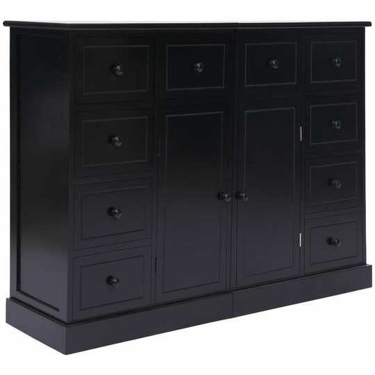 Sideboard with 10 Drawers Black 113x30x79 cm Wood - Black