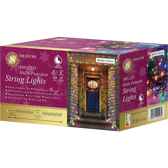 300 Multicolour LEDs Multifunction Timer Outdoor String Fairy Lights 30M - Multicolour