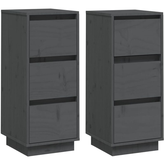 Sideboards 2 pcs Grey 32x34x75 cm Solid Wood Pine Vidaxl Grey
