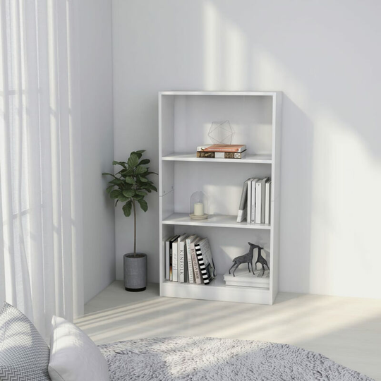3-Tier Book Cabinet White 60x24x108 cm Chipboard