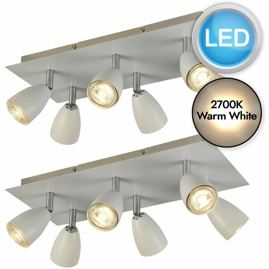 Set of 2 Matt White 6 Light led Spotlights - Matt white paint