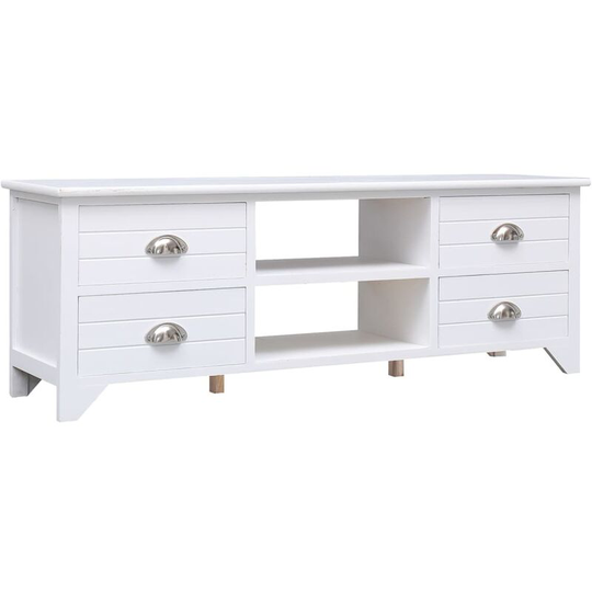 Tv Cabinet White 108x30x40 cm Solid Paulownia Wood Vidaxl White
