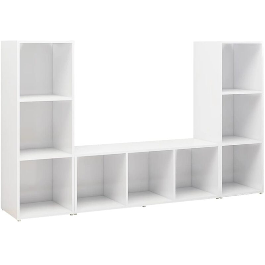 Tv Cabinets 3 pcs High Gloss White 107x35x37 cm Engineered Wood Vidaxl White