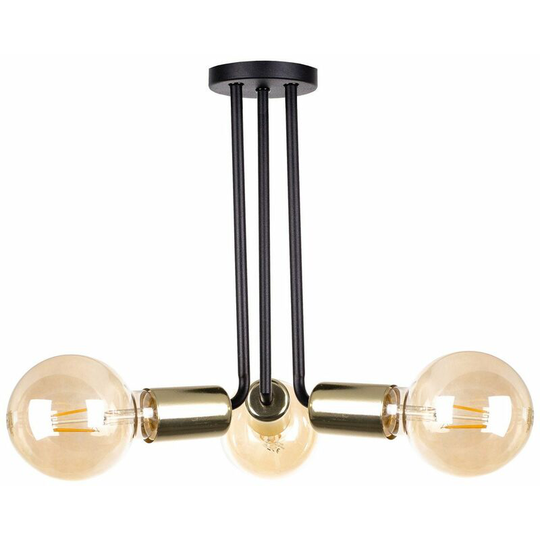 Keter Venna Multi Arm Semi Flush Ceiling Light Black, Gold, 25cm, 3x E27