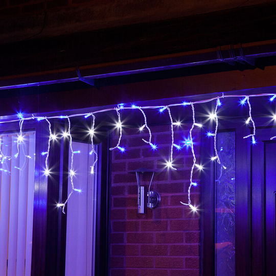 10m Outdoor Blue and White led Christmas Icicle Lights White Rubber Cable with Plug Commercial Quality