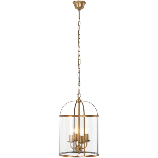 Sienna Lighting - Sienna Pimpernel Cylindrical Pendant Ceiling Light Bronze Brushed, Glass Transparent