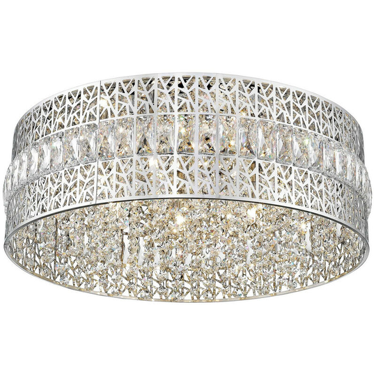 Spring Contemporary Ceiling 7 Light Chrome, Crystal