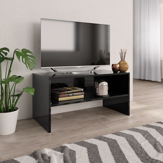 Devenirriche - tv Cabinet High Gloss Black 80x40x40 cm Chipboard - Black