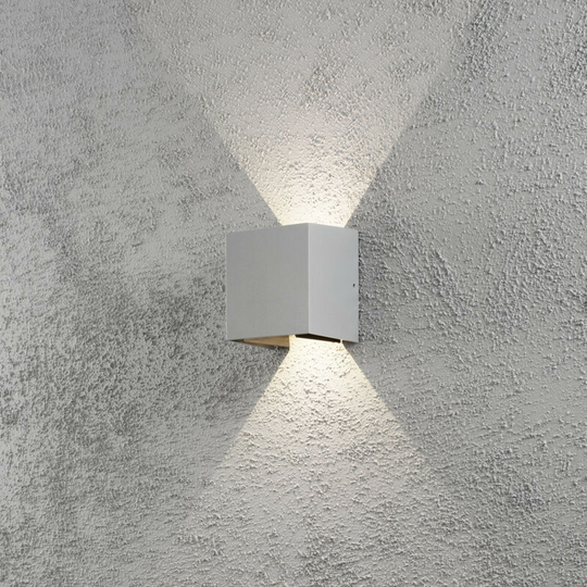 Konstsmide Cremona Outdoor Modern Up Down Box Wall Light Grey 2x 3W High Power led, IP54