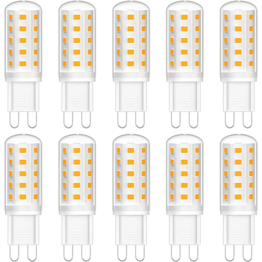 10 Pack G9 led Bulbs, Warm White 3000K, 3W, 300lm, Equivalent to 30W Halogen, Not Dimmable, AC-220V for Decorative Lighting, Chandelier