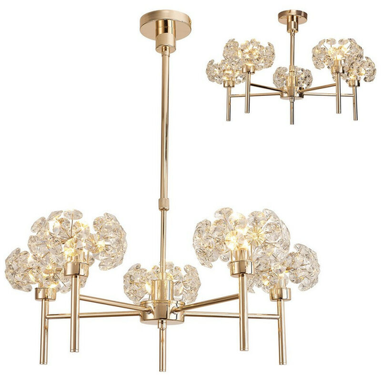 Luminosa Lighting - Luminosa Salisbury 5 Light G9 Telescopic Light With French Gold And Crystal Shade