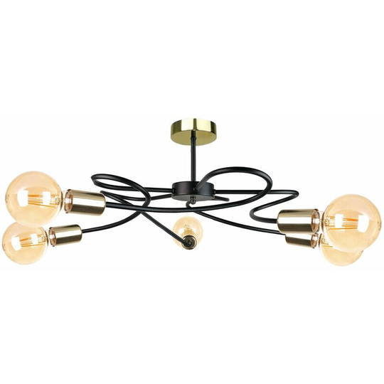 Keter Fiore Multi Arm Semi Flush Ceiling Light Black, 60cm, 5x E27