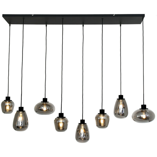 Sienna Reflexion Cluster Pendant Ceiling Light Black Matt, Glass Transparent Grey