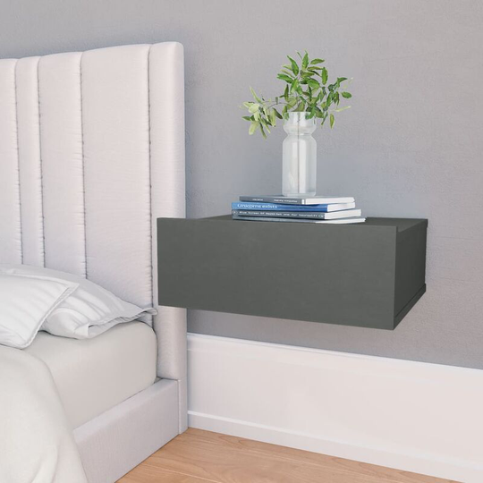 Floating Nightstand Grey 40x30x15 cm Chipboard - Grey