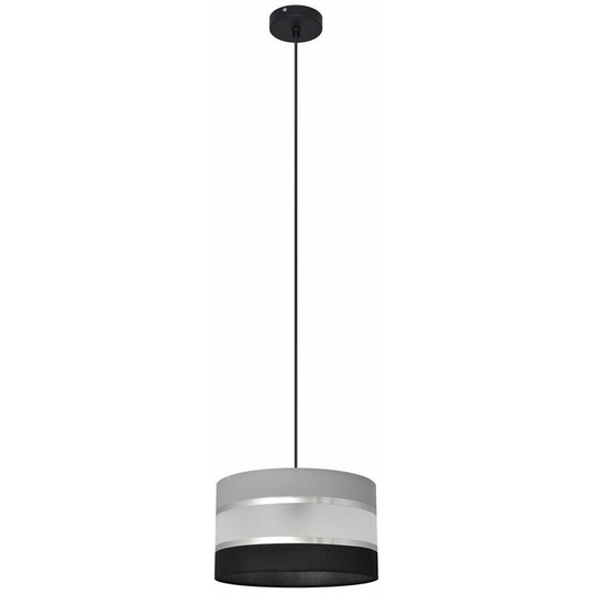 Helam Helen Cylindrical Pendant Ceiling Light Grey, Silver, Black 25cm