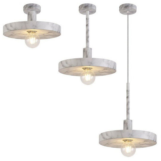 Luminosa Lighting - Single Ceiling Dome Pendant, Adjustable E27, Marble Effect