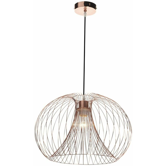 First Choice Lighting - Copper Wire 42W E27 Ceiling Pendant - Polished copper plate