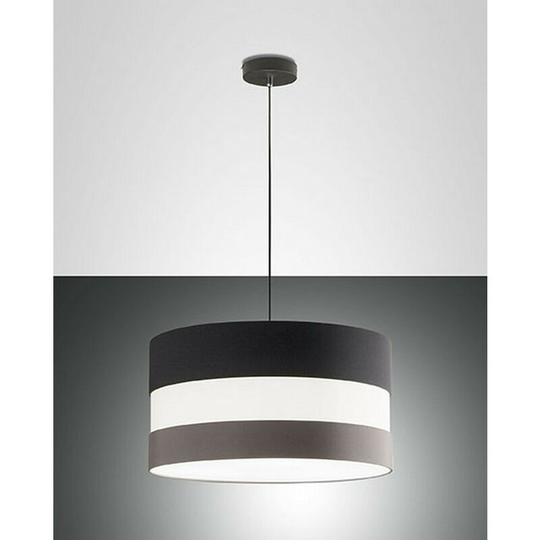 Fabas Luce Arona Cylindrical Pendant Ceiling Light Dark Grey And Dove Grey Glass, E27
